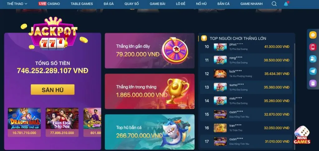 Đa dạng các loại game Nổ Hũ tại falconbet win